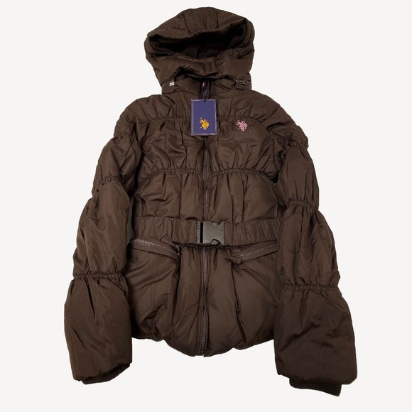 U.S Polo Association Brown Puffer Coat - Picture 1 of 5